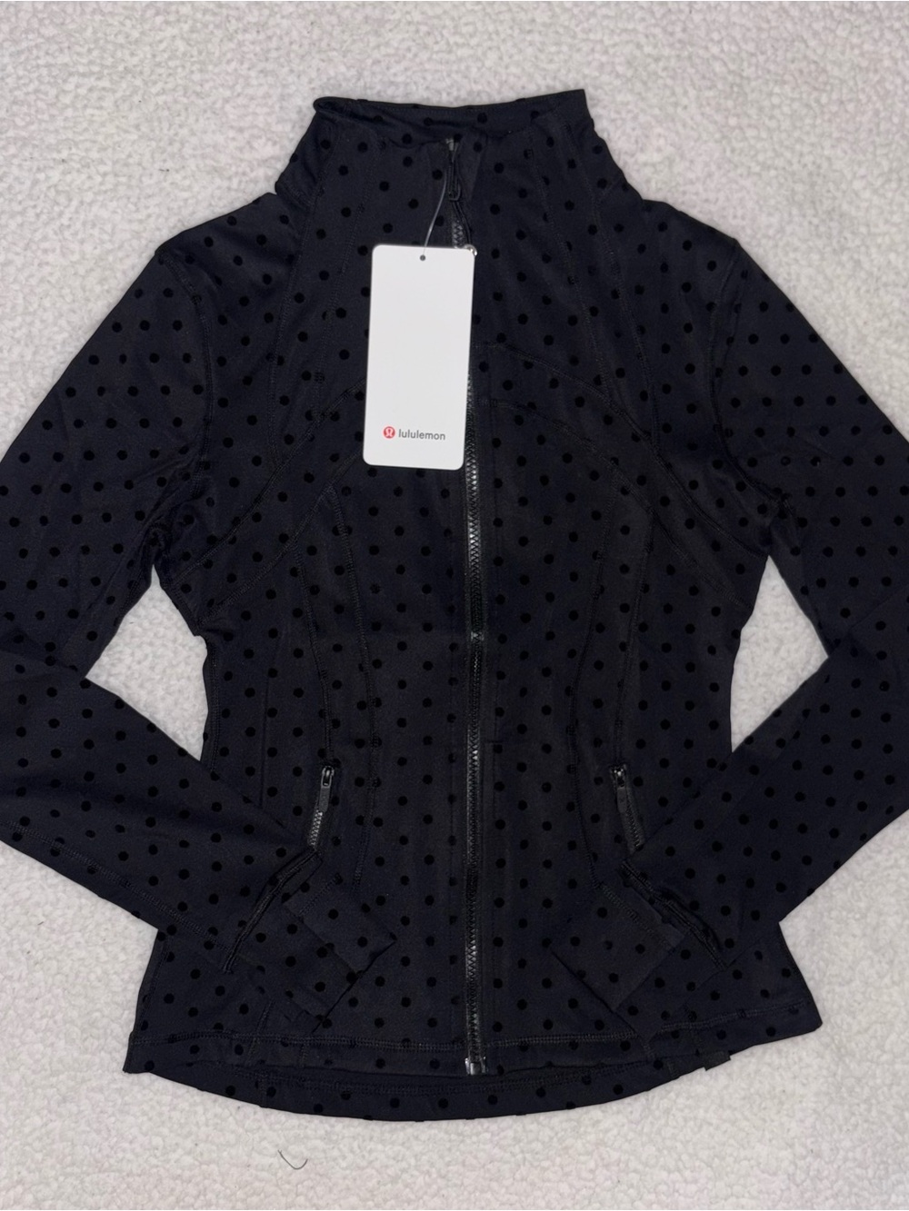 Lululemon Define Jacket Black Polka Dot Black Zip Size 4 Luon NWT